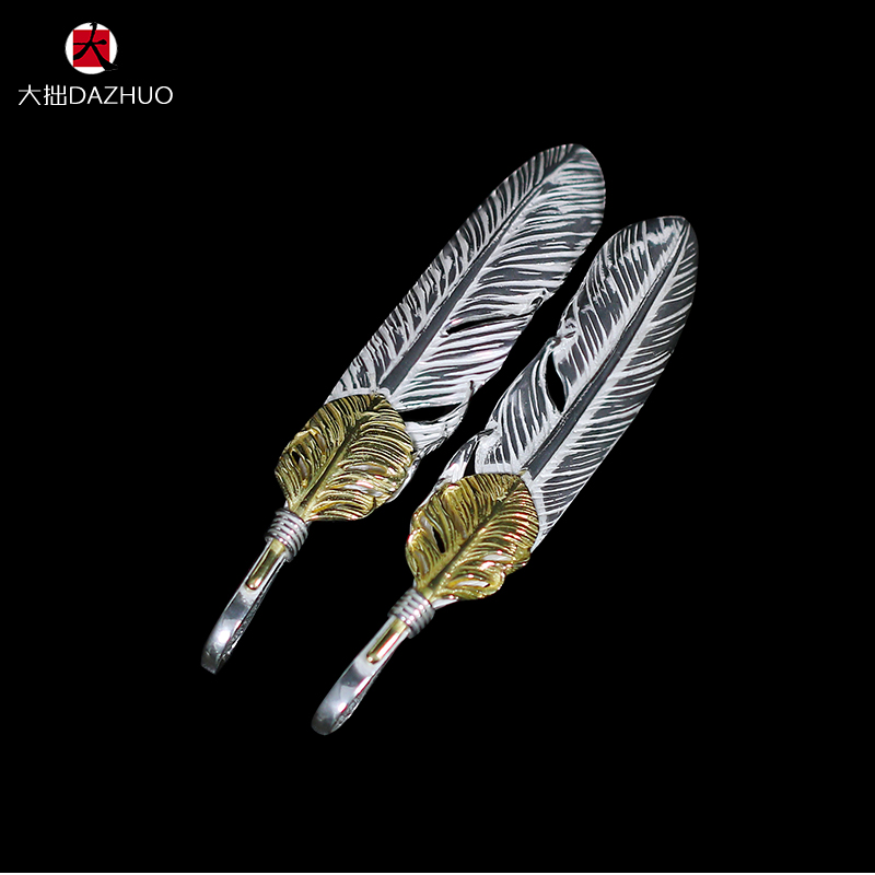 Kenzo Kikuchi(ケンキクチ) 菊地健 芸能人 偽物 小サイズ羽根ペンダント925純銀男女手作りシルバーアクセサリー