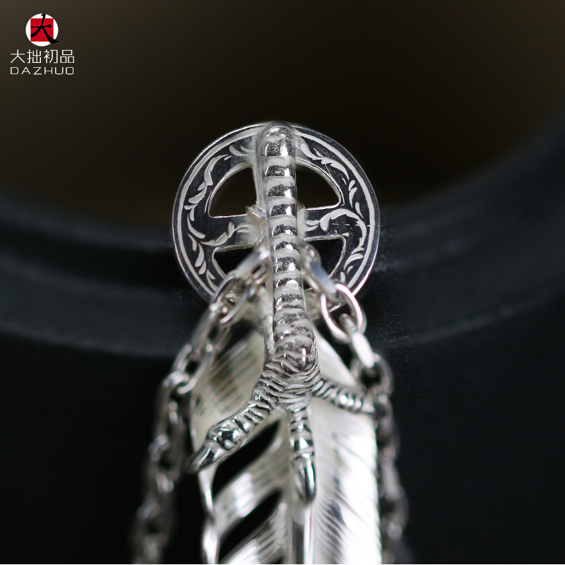 Kenzo Kikuchi(ケンキクチ) 菊地健流行 偽物 芸能人 シルバーアクセサリーフェザーネックレス925純銀手作りシルバーアクセサリー