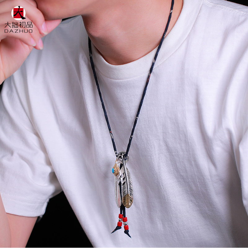 Kenzo Kikuchi(ケンキクチ) コピー 菊地健金松石羽根925純銀布縄ネックレス手作りシルバーアクセサリー 通販