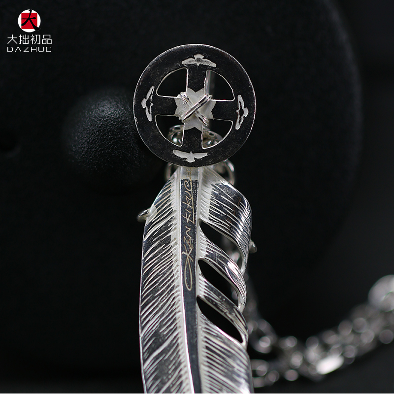 Kenzo Kikuchi(ケンキクチ) 菊地健流行 偽物 芸能人 シルバーアクセサリーフェザーネックレス925純銀手作りシルバーアクセサリー