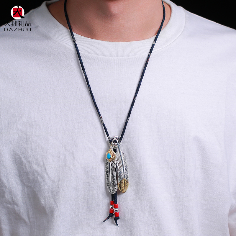 Kenzo Kikuchi(ケンキクチ) コピー 菊地健金松石羽根925純銀布縄ネックレス手作りシルバーアクセサリー 通販