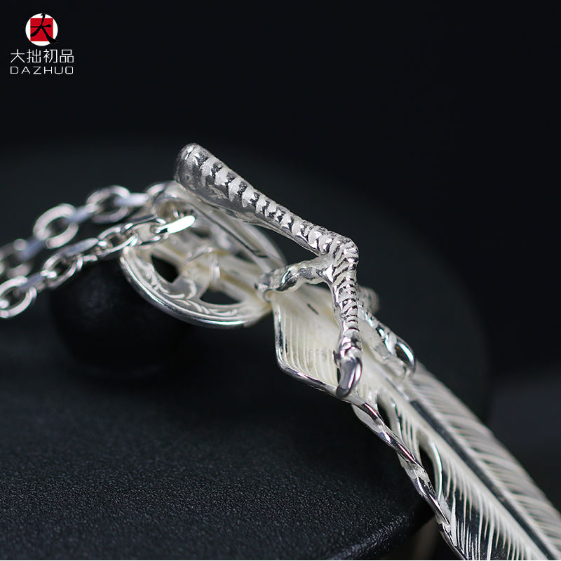 Kenzo Kikuchi(ケンキクチ) 菊地健流行 偽物 芸能人 シルバーアクセサリーフェザーネックレス925純銀手作りシルバーアクセサリー