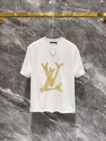 カジュアル ファッション ルイヴィトン プ 偽物 リント半袖Tシャツ