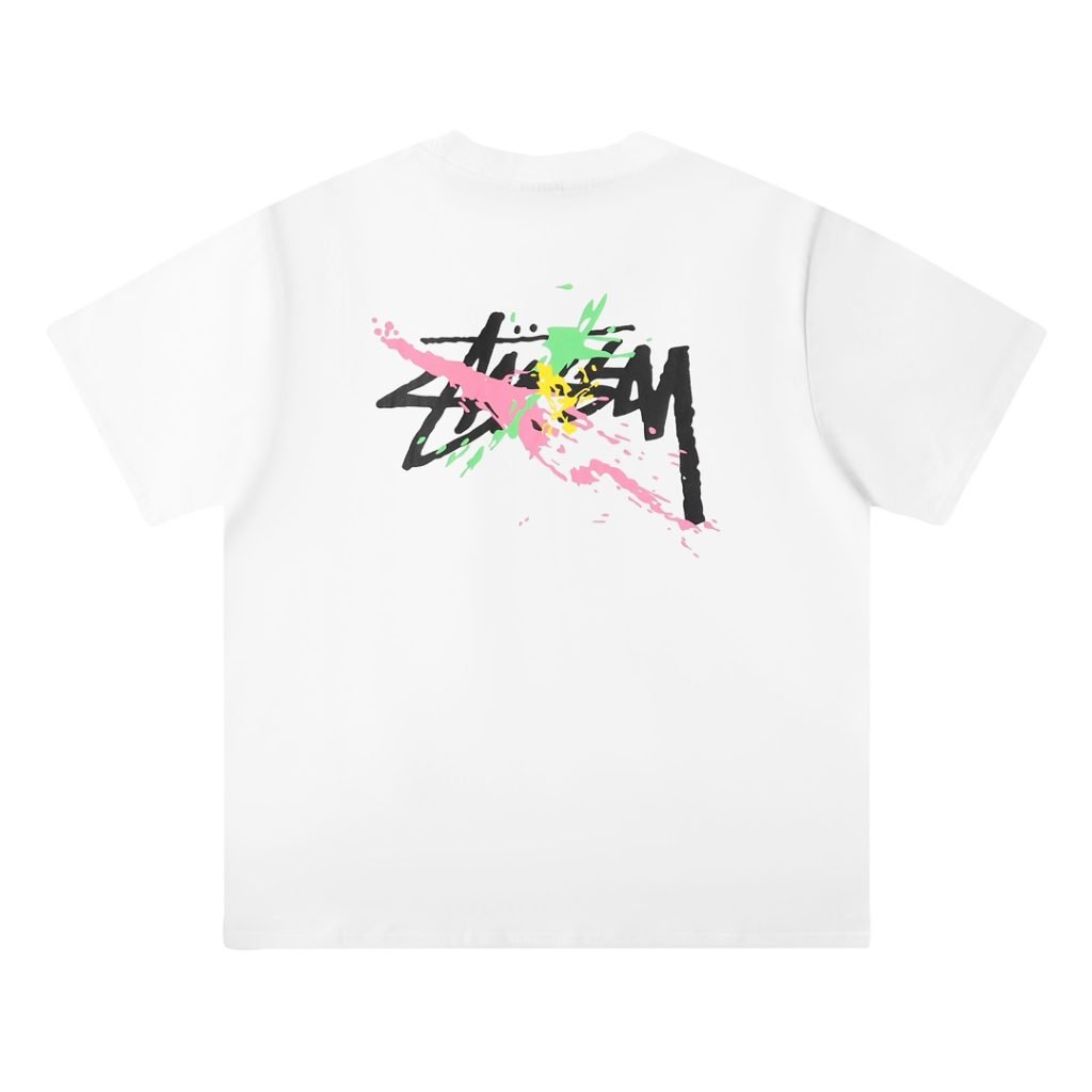 STUSSY(ステューシー）激安販売 偽物 優れた品質コントラストカラー落書アルファベットプリントラウンドネック半袖