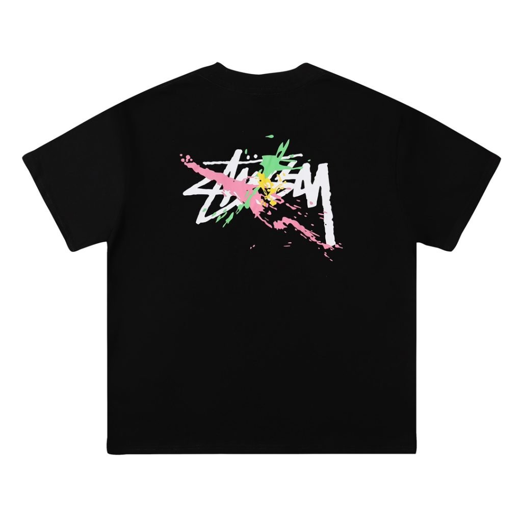 STUSSY(ステューシー）激安販売 偽物 優れた品質コントラストカラー落書アルファベットプリントラウンドネック半袖