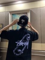 STUSSY(ステューシー) 限定版激安販売 偽物 プリント半袖Tシャツ男女同タイプゆったりカジュアルアメリカン半袖Tシャツ