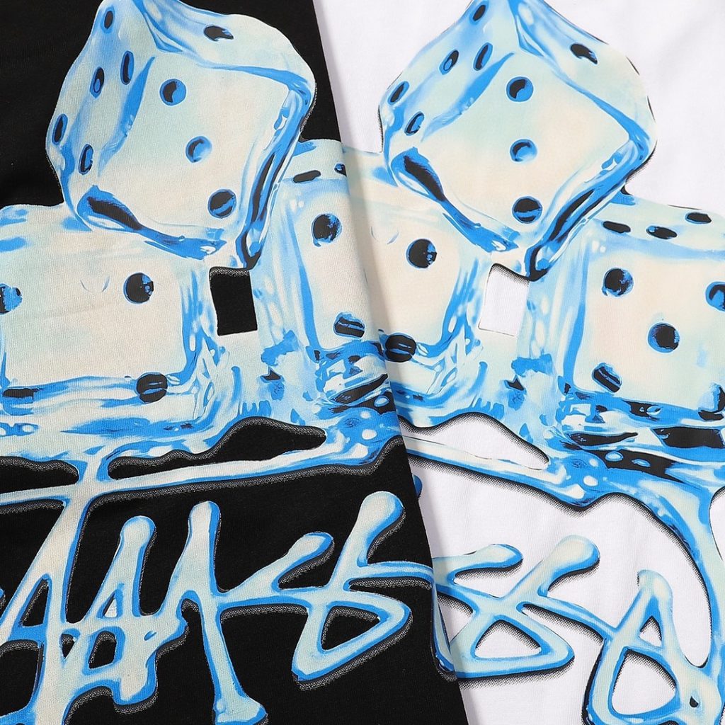STUSSY(ステューシー)  新作 スーパーコピー サイコロ氷アルファベットプリントラウンドネック半袖Tシャツ 激安通販