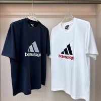 バレンシアガ X アディダス やわらか快適ロゴ刺しゅうカジュアル半袖Tシャツ