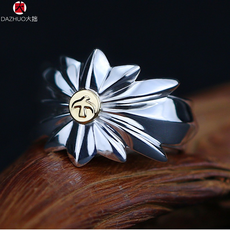 goro's ゴローズ 925純銀手作 高橋吾郎コピー ドットゴールド飛鳥印台 平打ち 指輪|スーパーコピーn級優良店 4 goro's ゴローズ 925純銀手作 高橋吾郎コピー ドットゴールド飛鳥印台 平打ち 指輪