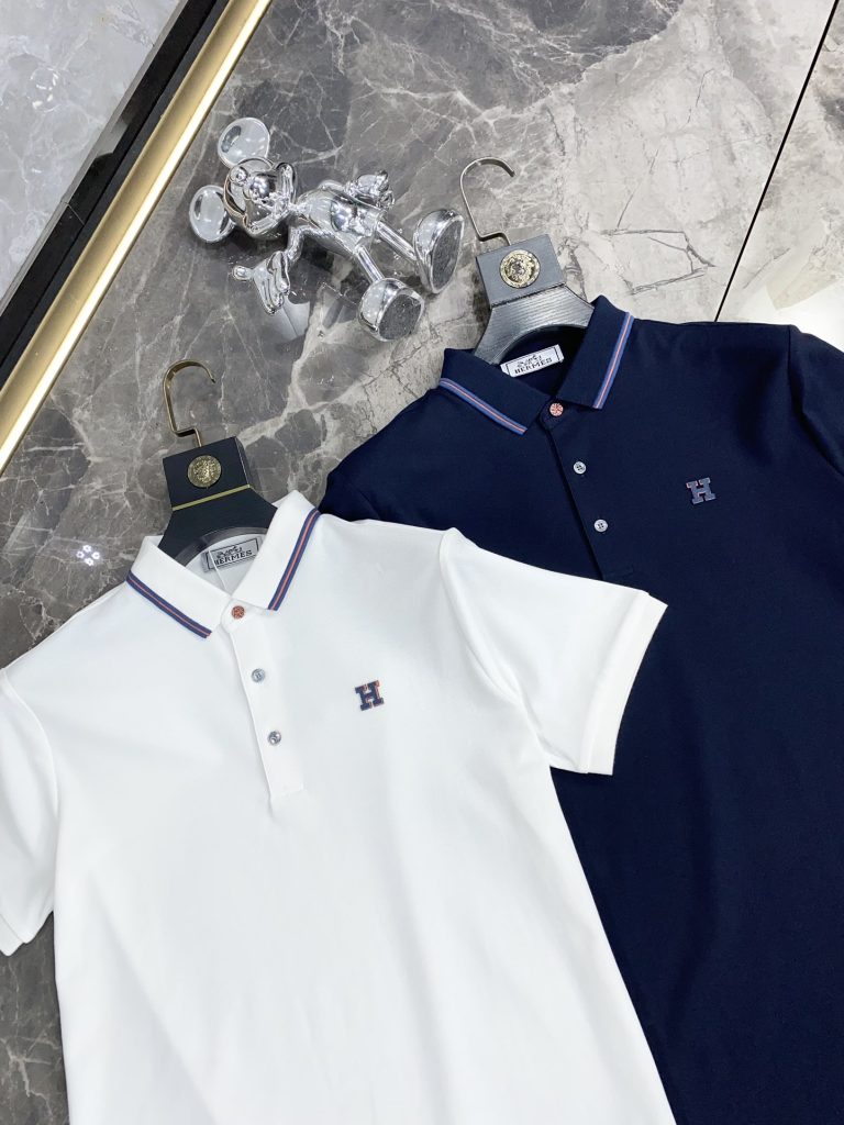 エルメス 偽物 人气新作 ファッション アルファベットロゴ男性折り襟ポロシャツ