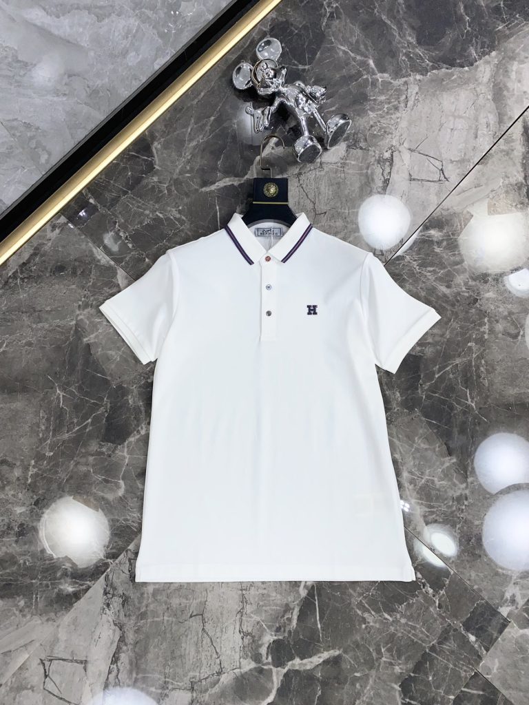 エルメス 偽物 人气新作 ファッション アルファベットロゴ男性折り襟ポロシャツ
