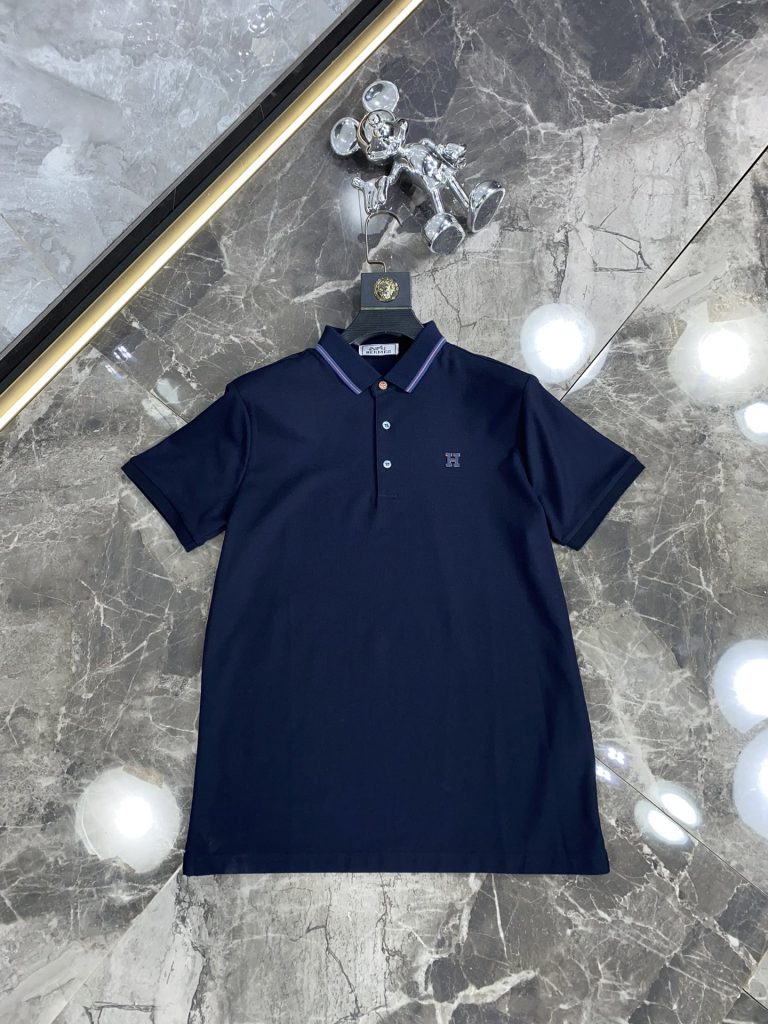 エルメス 偽物 人气新作 ファッション アルファベットロゴ男性折り襟ポロシャツ